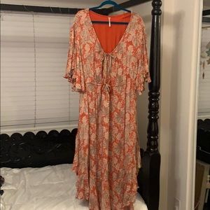 FREE PEOPLE orange flowy dress